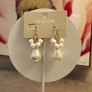 Chico's Faux-Pearl Cluster Drop Earings
